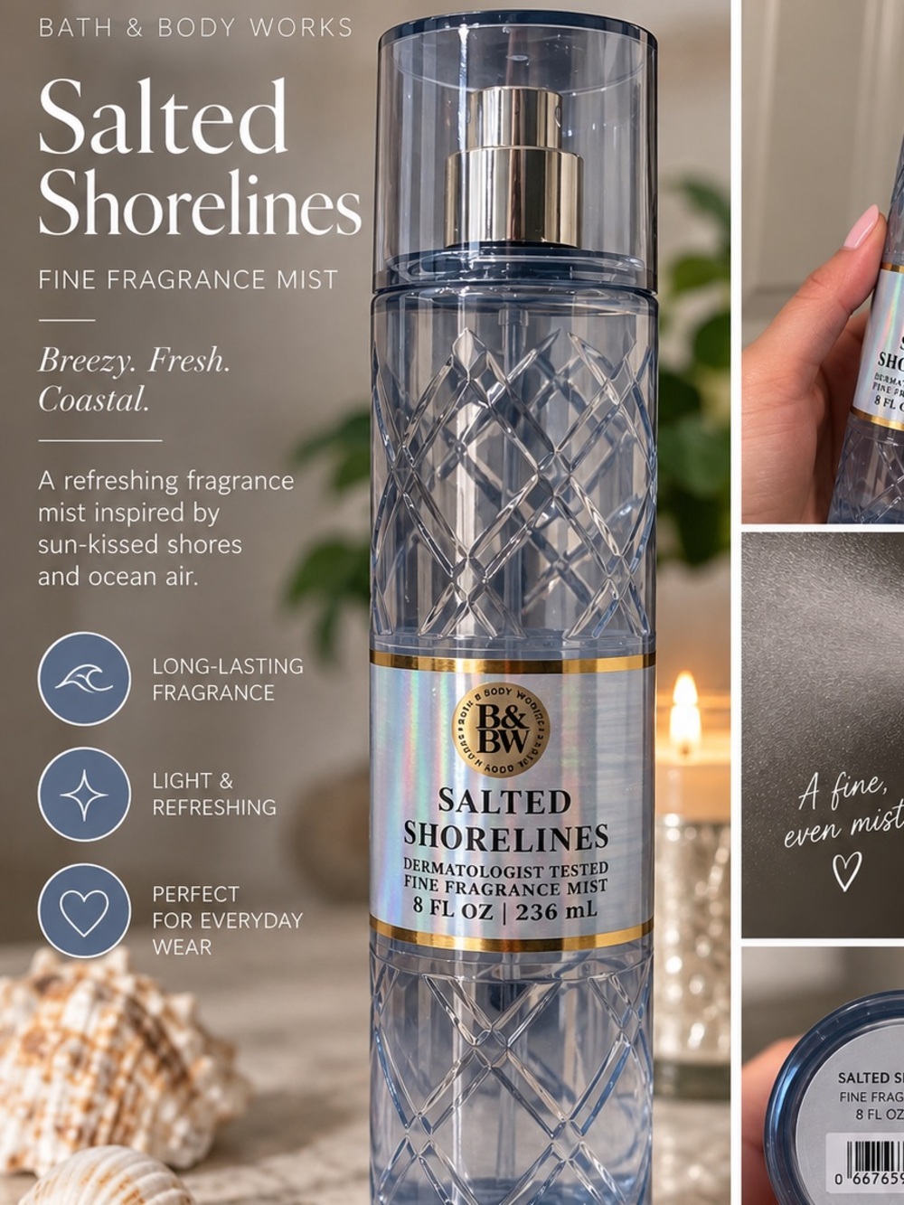 Bath & Body Works Salted Shorelines Fine Fragrance Mist - Light Blue